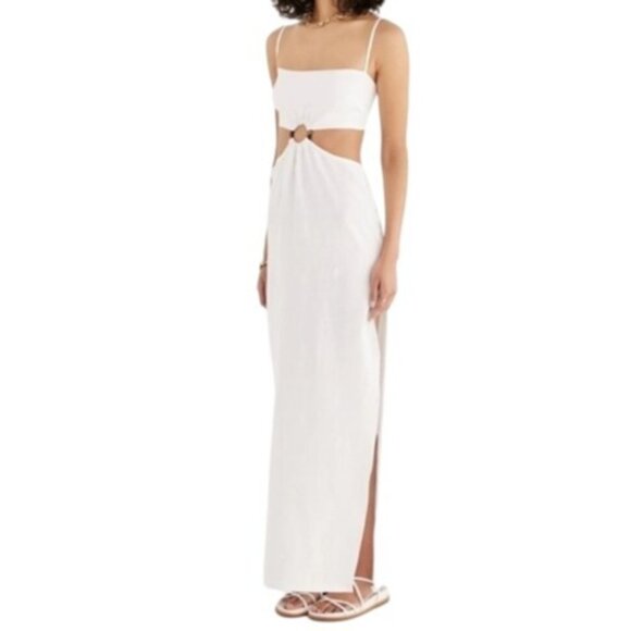 Revolve Rumer Small Linen Avalon Tortoise Ring Cutout Maxi White Dress MSRP 329 - Picture 10 of 10